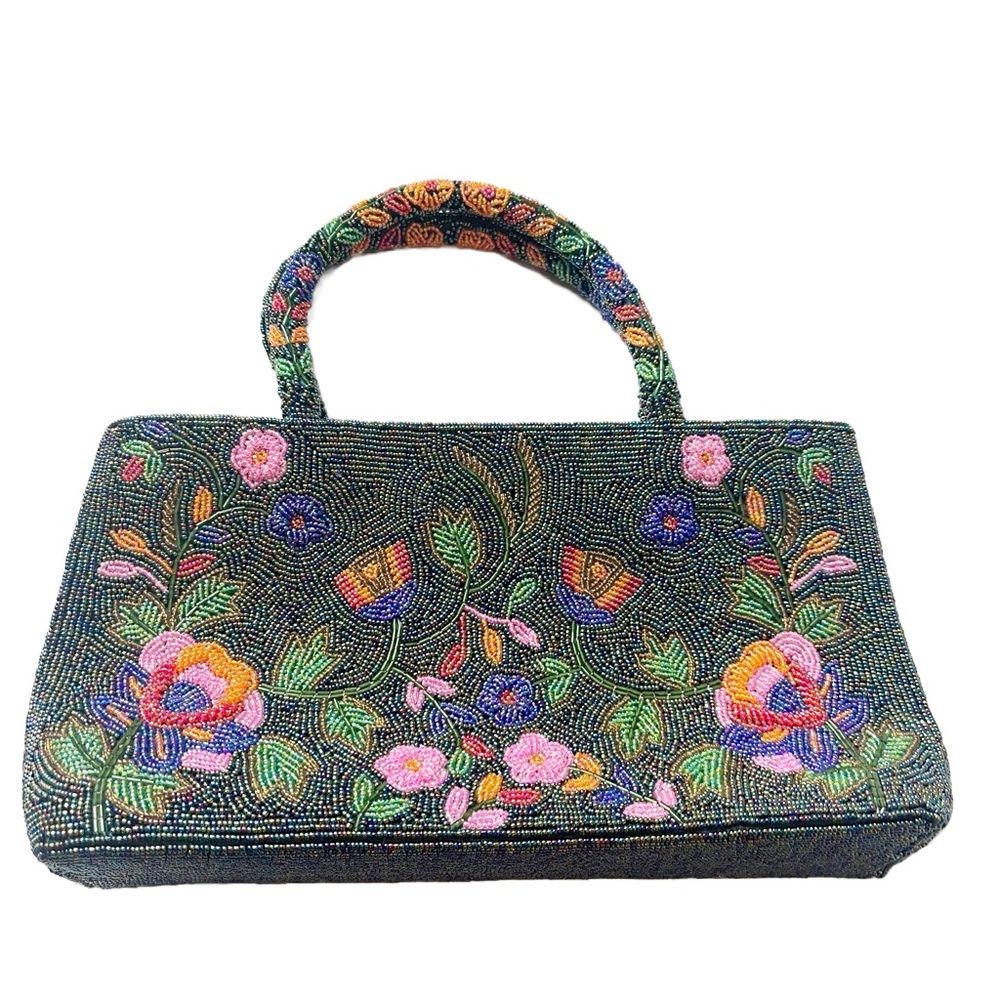 Vintage Beaded Evening Bag Floral EUC